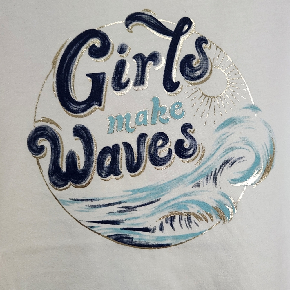 🌎 Osh Kosh Size 7 "Girls Make Waves" Tank Top - Picture 3 of 5